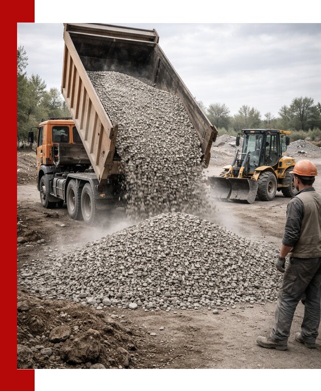 Доставка щебня в Узловой крупными и мелкими фракциями