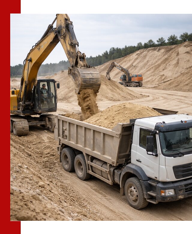 Доставка карьерного песка с самосвалами и разгрузкой в Узловой