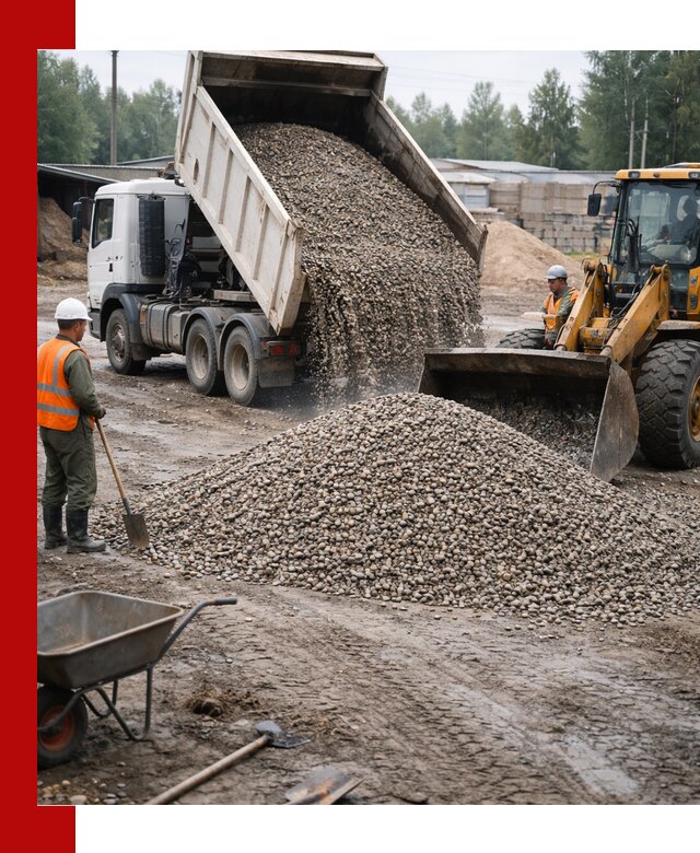 Мытый гравий с доставкой в Узловой от карьера до участка