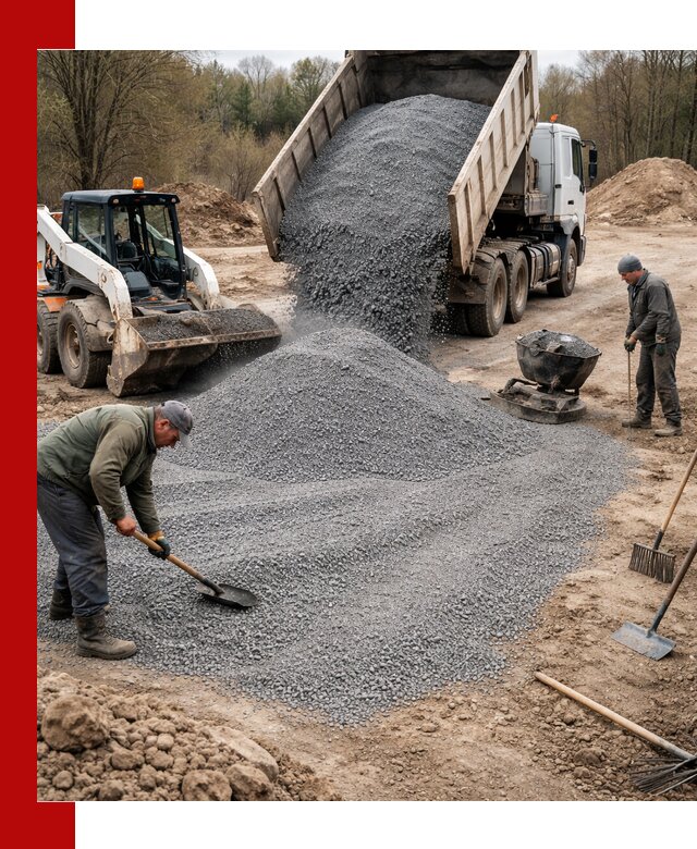 Отсев для подсыпки в Узловой — доставка и подсыпка на участок