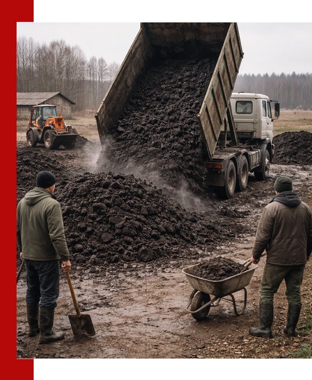 Доставка низинного торфа с разгрузкой и доставкой в Узловой