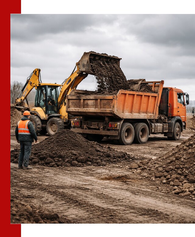 Вывоз грунта и строительного мусора в Узловой грузовыми самосвалами