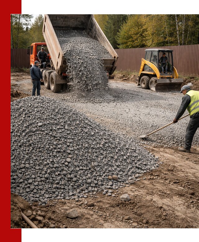 Отсыпка участка щебнем с доставкой и уплотнением в Узловой